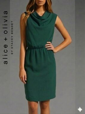 Sz 6 alice + olivia Forest Green Sleeveless Dress